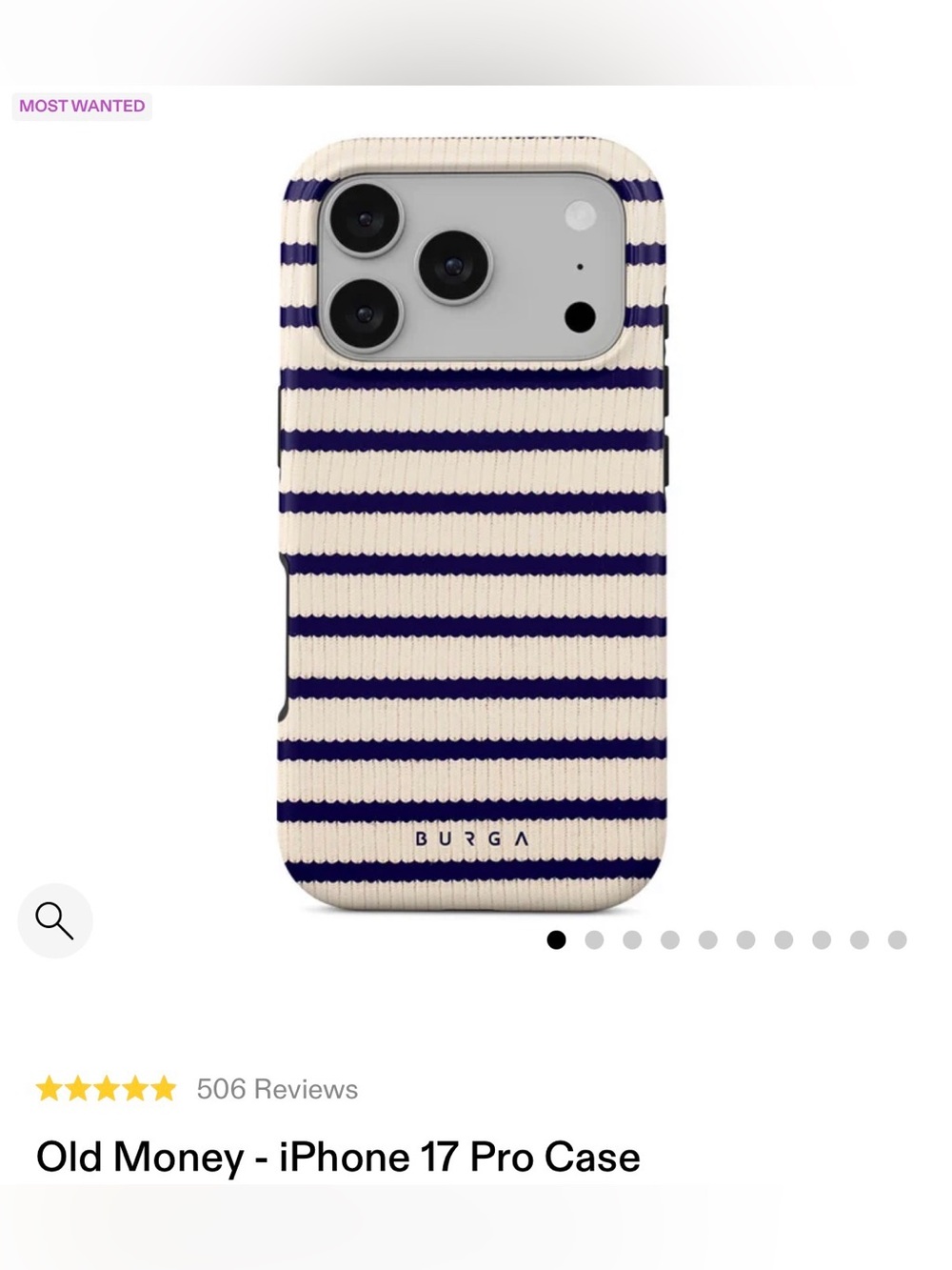 NWT Burga Navy Stripe Old Money iPhone 17 Pro Case